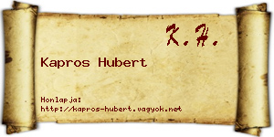 Kapros Hubert névjegykártya